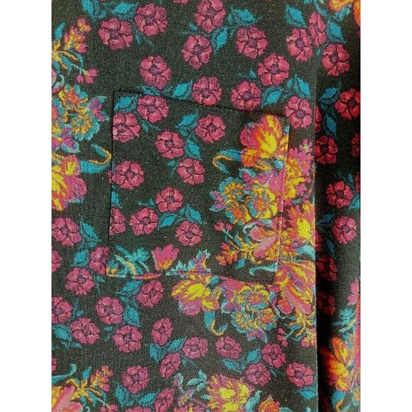 Floral Simply Comfortable Dress Flowers LuLaRoe Size Medium Black Stretchy Hi Lo - Picture 2 of 7